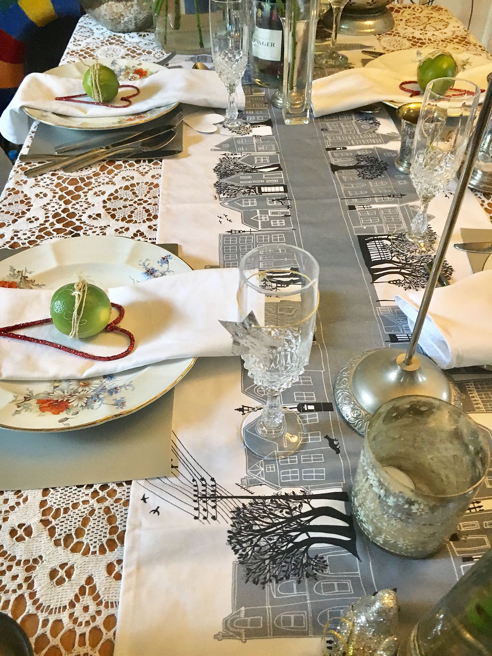 Miniature : Dove Grey 6ft Table Runner, depicting houses and homes on a suburban street