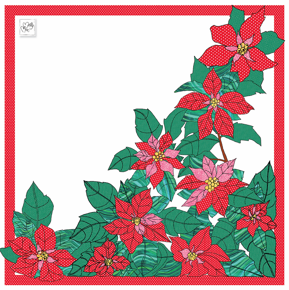 Miniature : Poinsettia design by MollyMac, perfect table decor for the holidays, set of 2 napkins