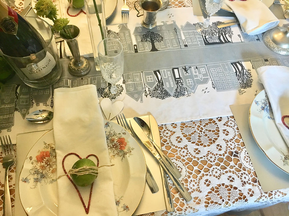 Miniature : Dove Grey 6ft Table Runner, depicting houses and homes on a suburban street