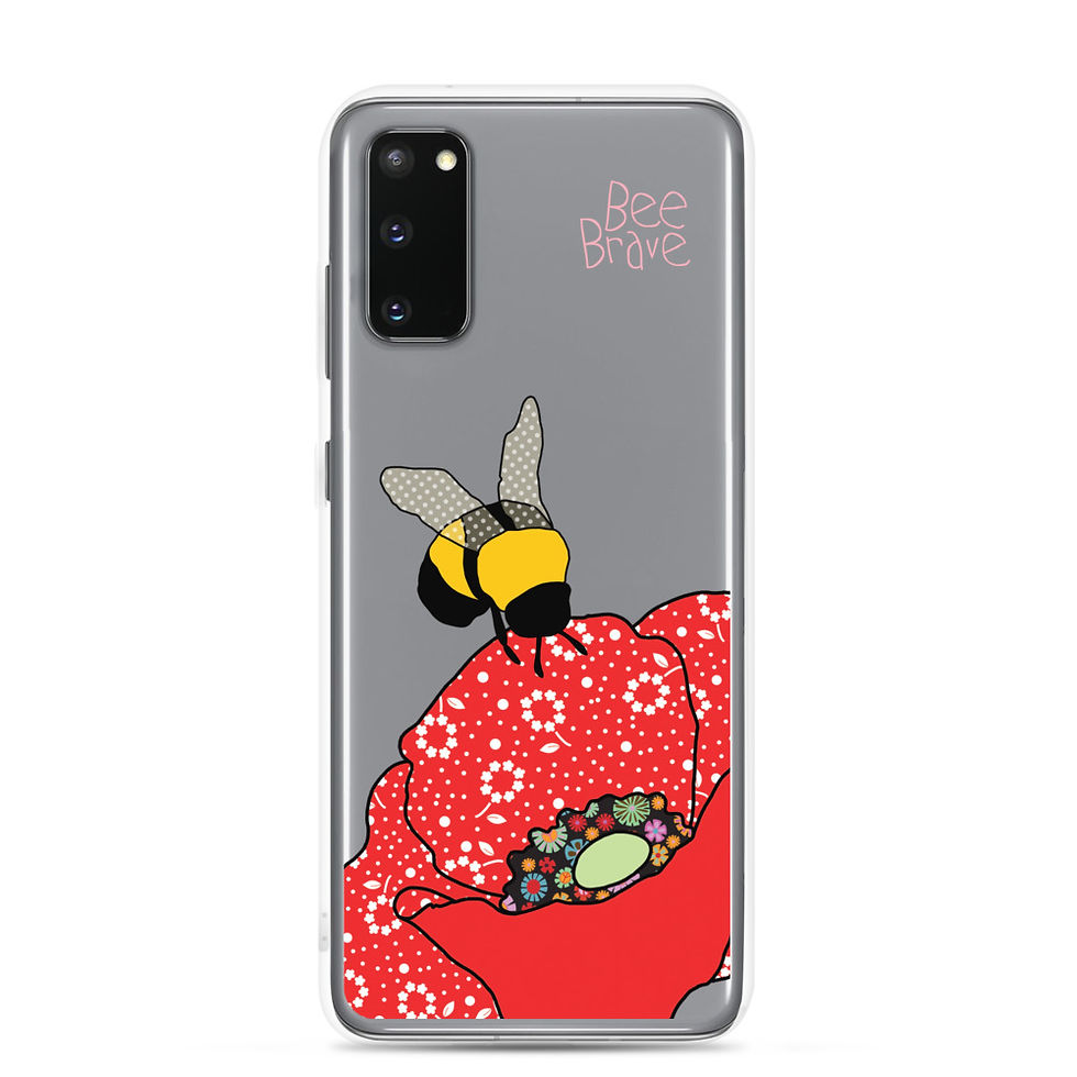 Miniaturbild: Samsung Phone Case 20 20 Plus 20 Ultra  Poppy and Bee design on transparent case with slogan Bee Brave by MollyMac