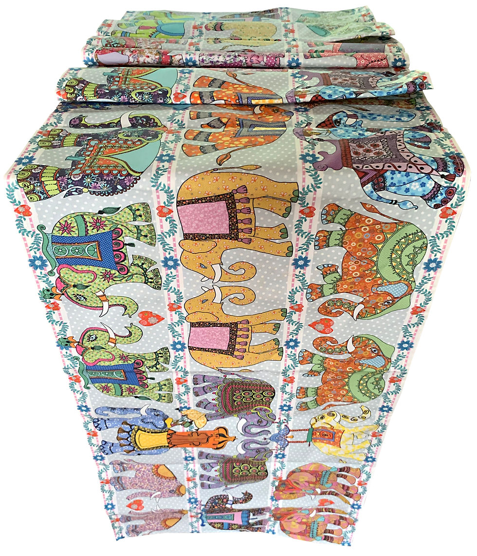 Miniature : Elephant Table Runner, beautiful vintage designs and patterns