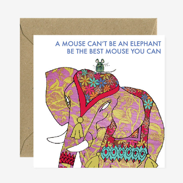 Thumbnail: Elephant and Mouse illustrated greeting Card by MollyMac