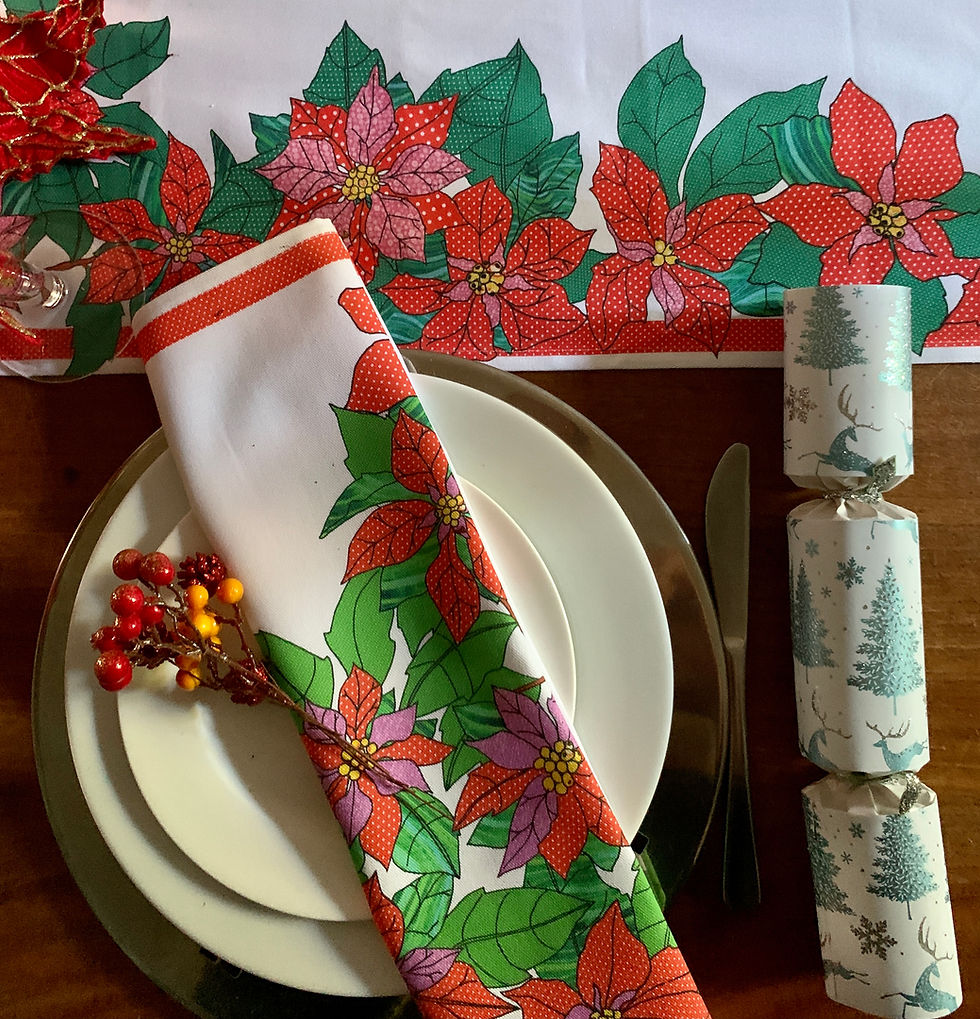Miniatura: Poinsettia design by MollyMac, perfect table decor for the holidays, set of 2 napkins