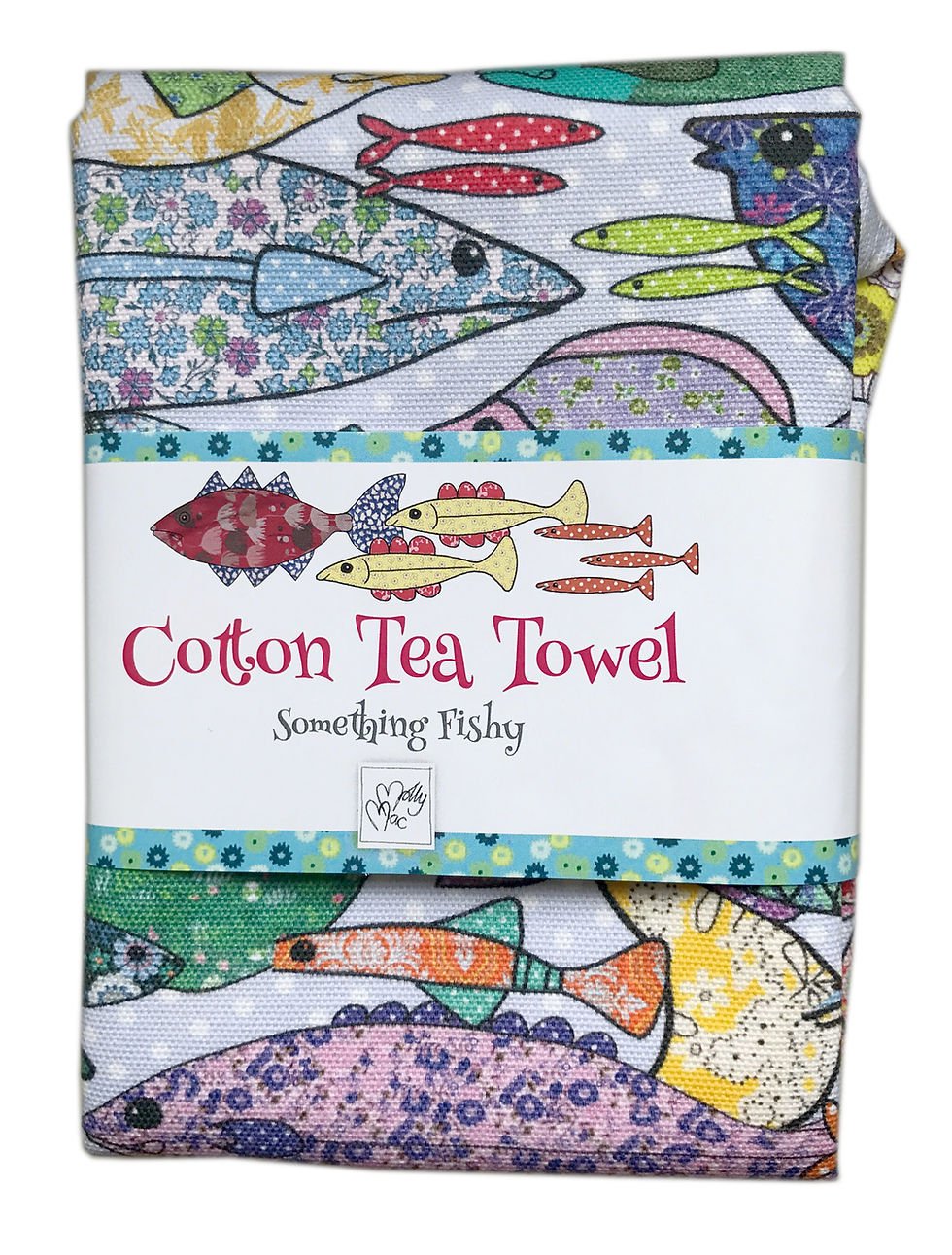 Miniatura: Fish design by MollyMac, cotton printed kitchen towel - multi coloured with Octopus - folded