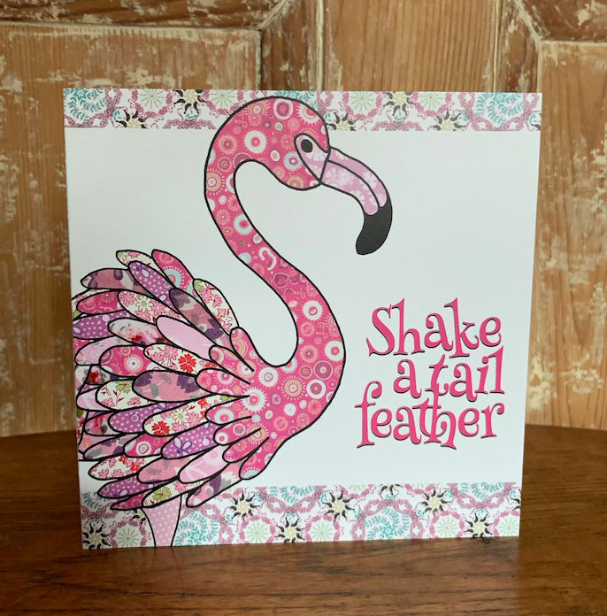 Miniatura: Flamingo "Shake a Tail Feather" Greeting card