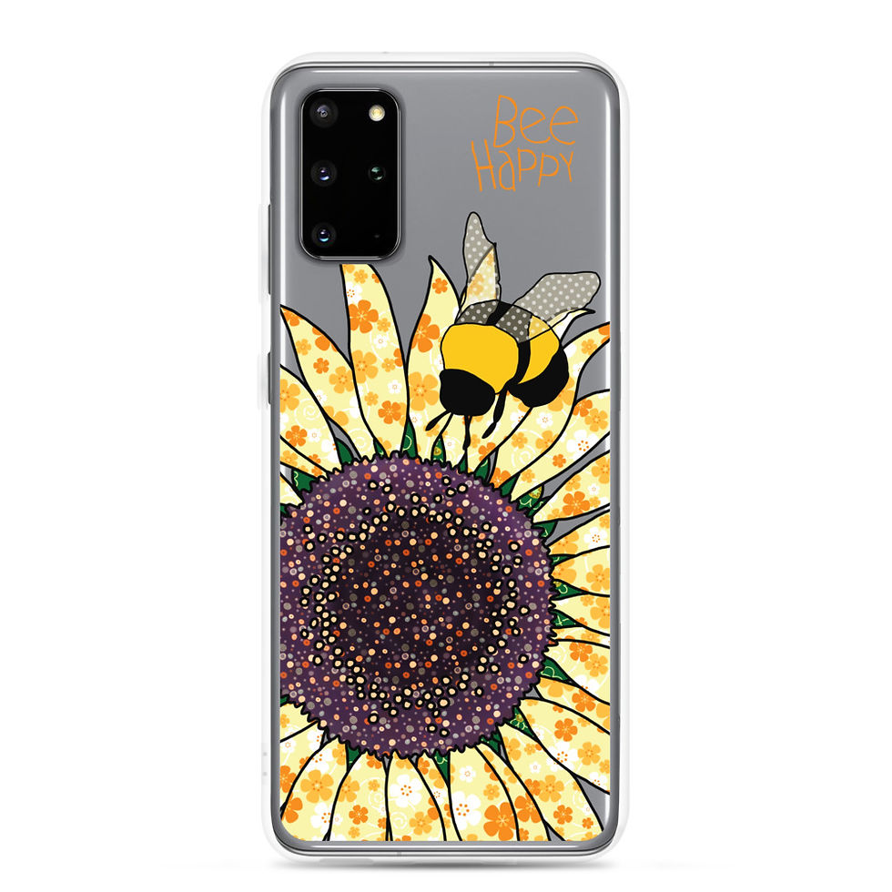 Miniatura: Samsung Phone Case 20 20 Plus 20 Ultra, Sunflower and Bee design on transparent case with slogan Bee Happy by MollyMac