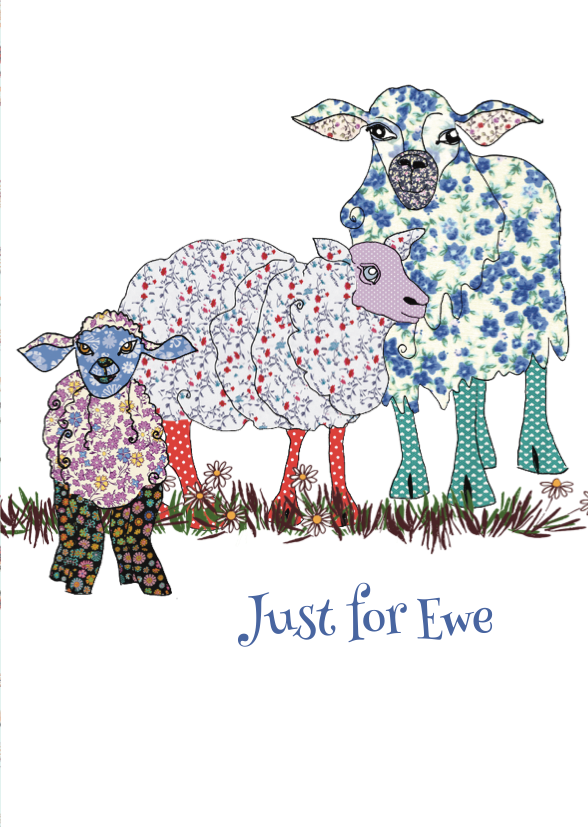 Just for Ewe, sheep illustrated greeting card by MollyMac