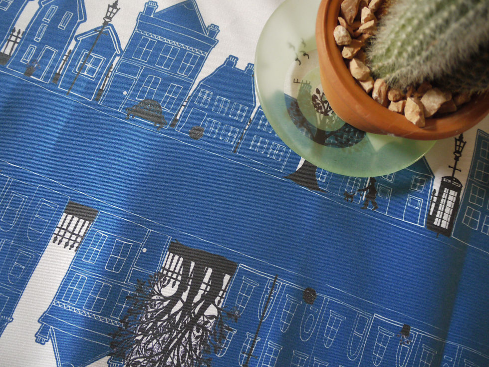 Miniature : Royal Blue 6ft Table Runner, houses and homes along a road