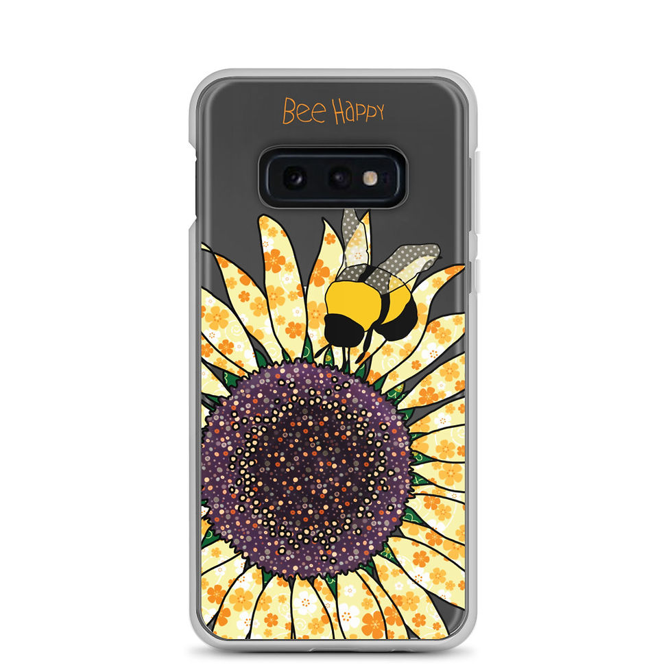 Miniatura: Samsung Phone Case 10 10+ 10e, Sunflower and Bee design on transparent case with slogan Bee Happy by MollyMac
