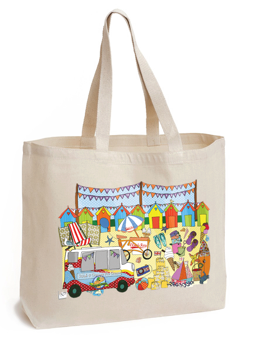 Seaside design on a fair trade canvas shopper