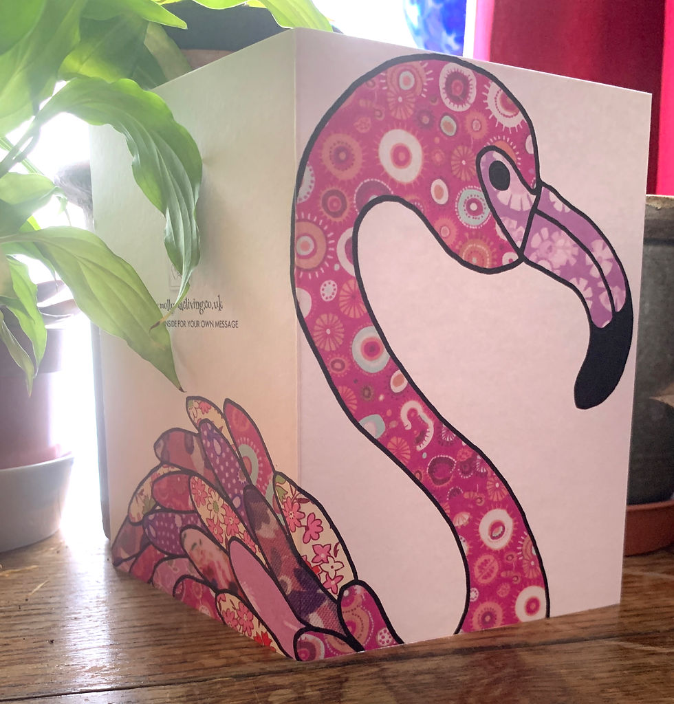 Thumbnail: Flamingo head greeting card illustrated by MollyMac