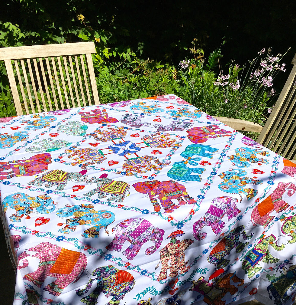 Miniaturbild: Elephant design by MollyMac, large cotton tablecloth for perfect table decor.