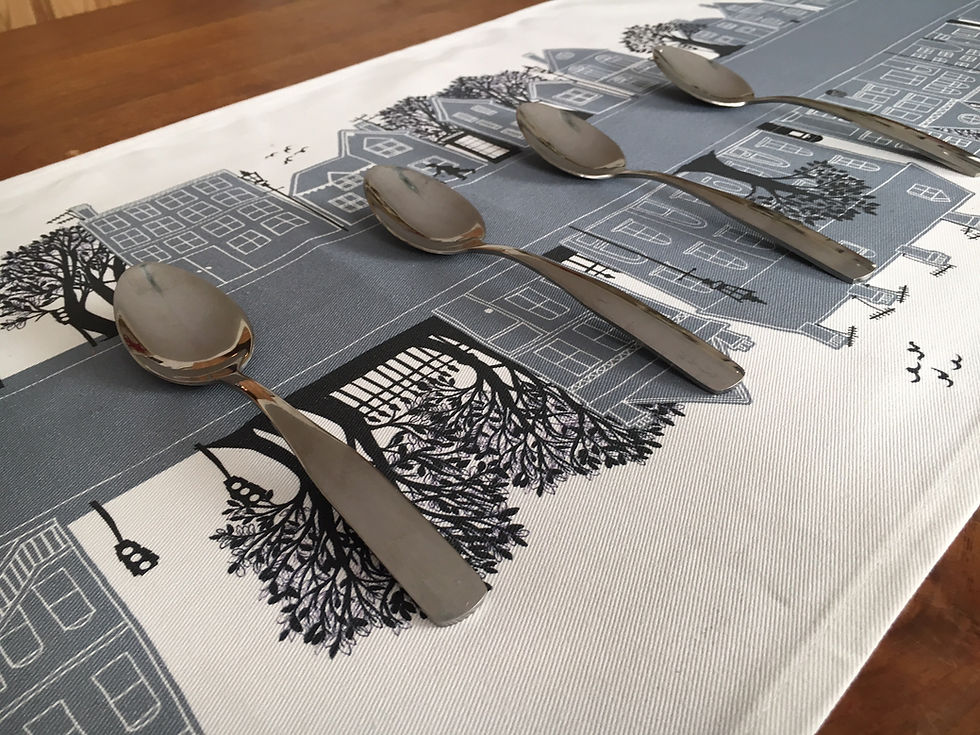 Thumbnail: Dove Grey 6ft Table Runner, depicting houses and homes on a suburban street