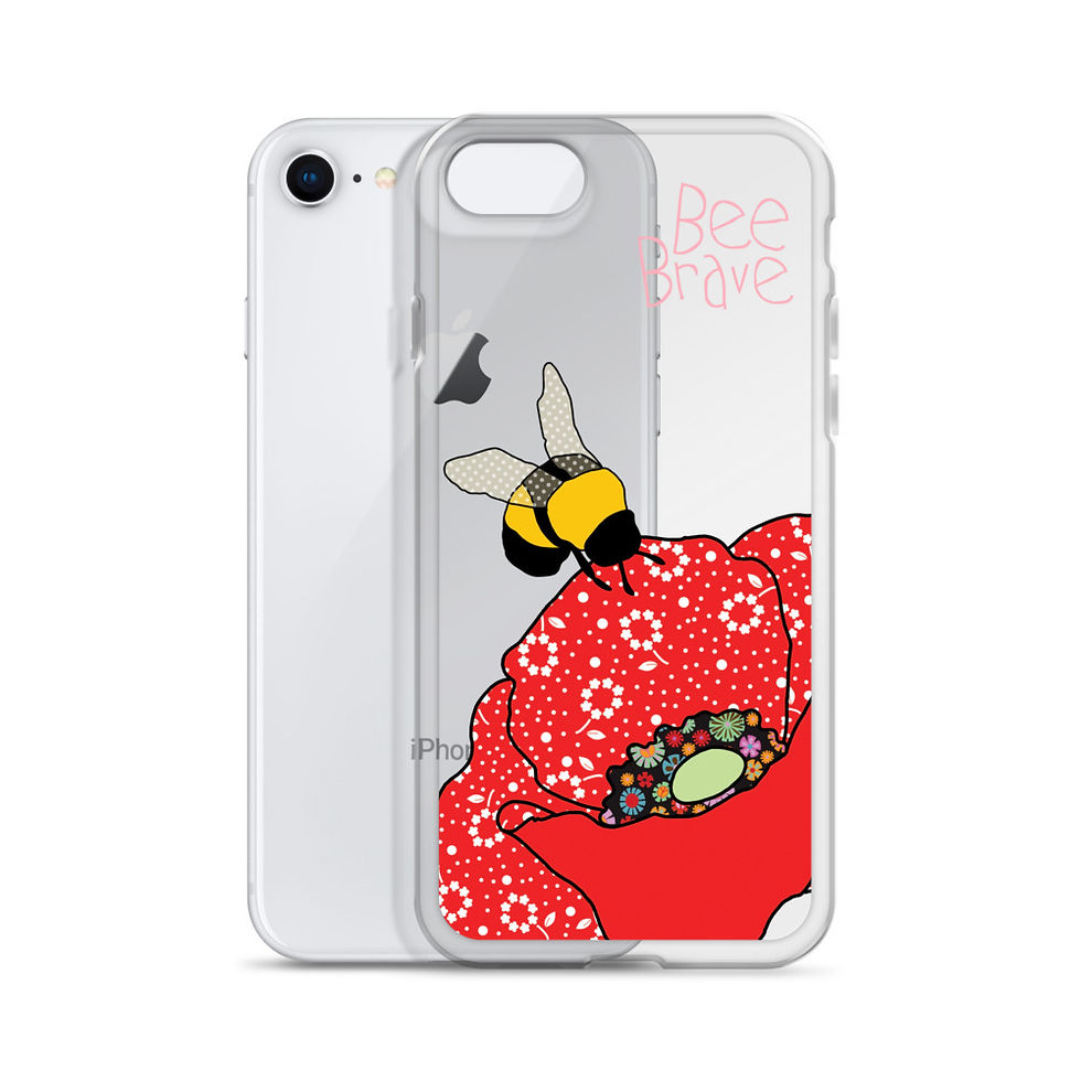Miniature : iPhone Case, Poppy and Bee design on transparent case with slogan Bee Brave by MollyMac