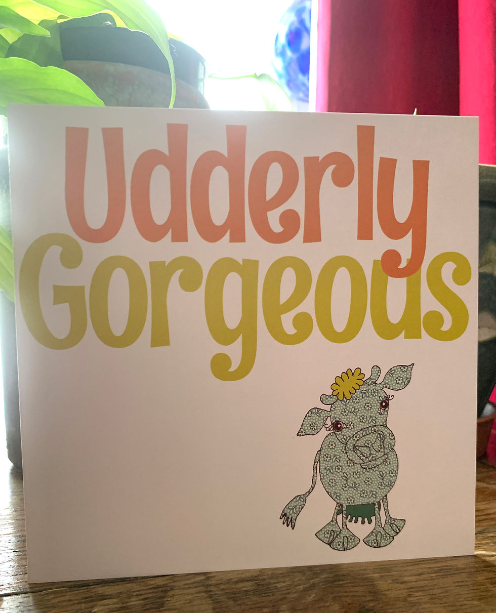 Miniature : Udderly Gorgeous, cow greeting card by MollyMac