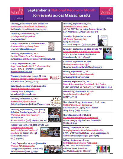 Recovery Month Events Statewide 2012