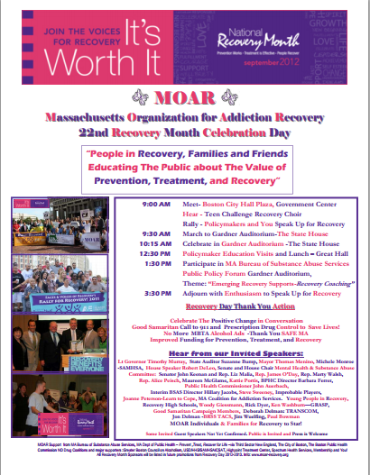 Recovery Month Schedule 2012