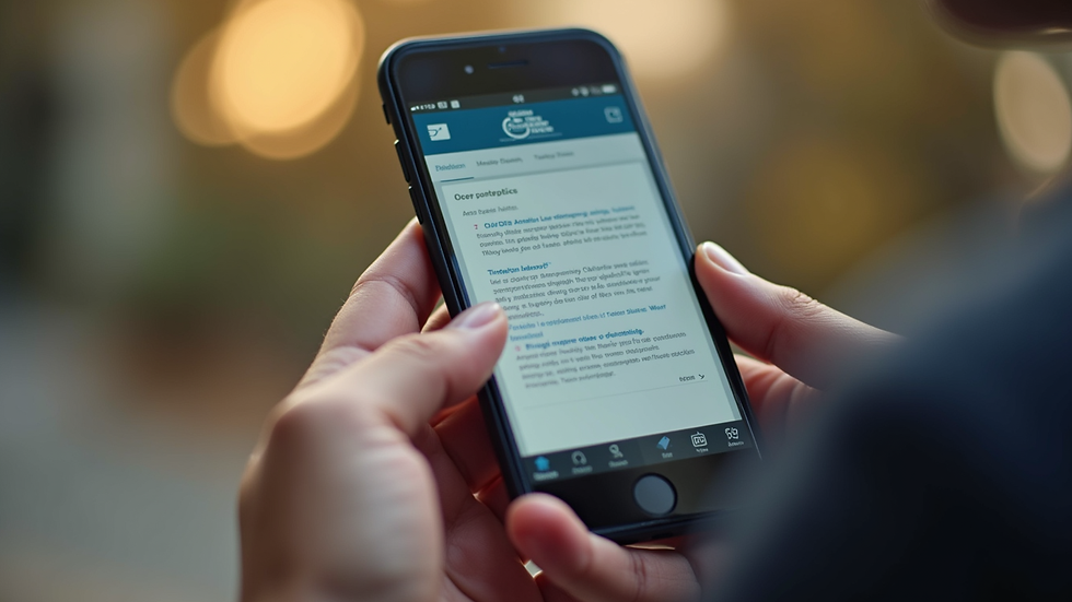 Close-up view of a smartphone displaying a sickle cell blog homepage
