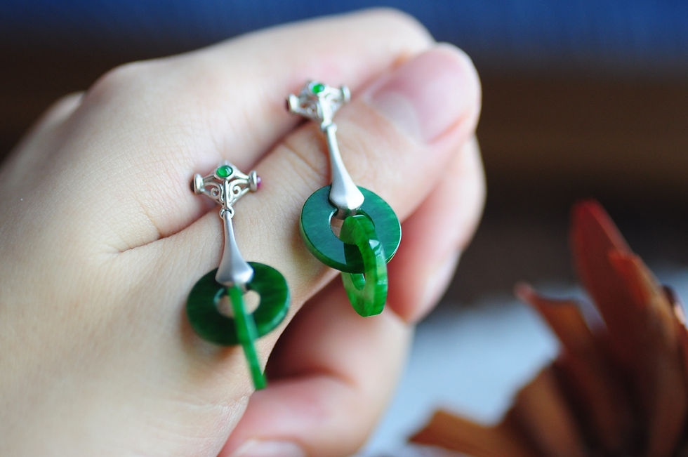 Thumbnail: Jadeite Earring Jadeite Double Ring Earrings