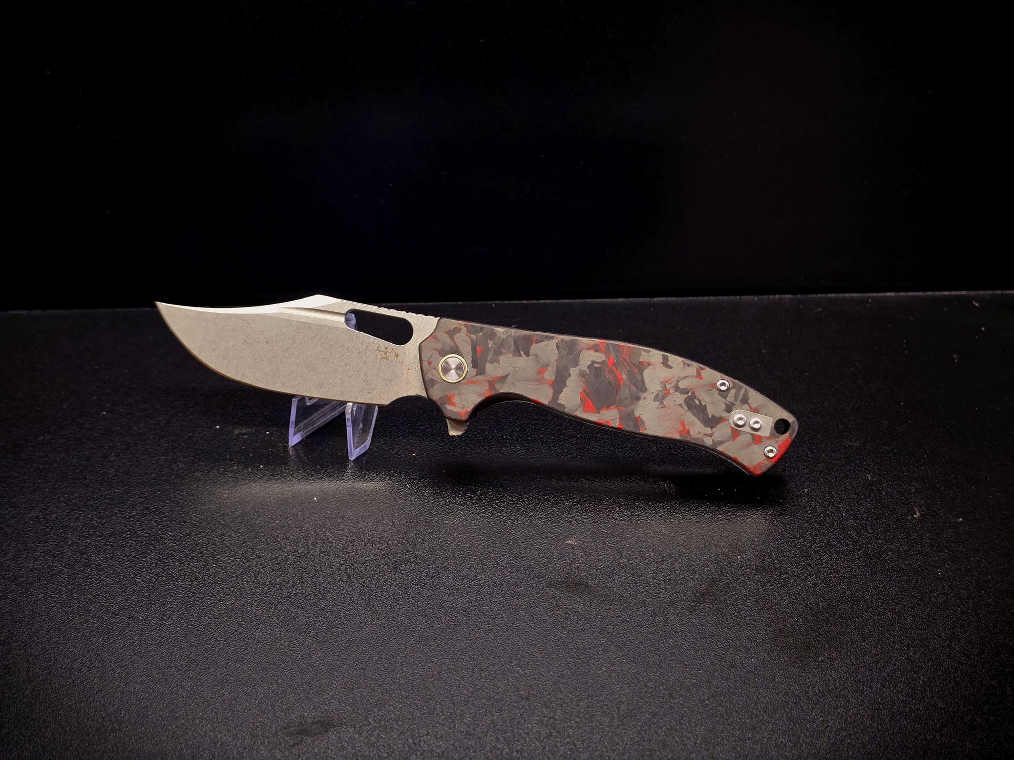 Everyday Carry Folding Knife – Red Carbon Fiber Handle