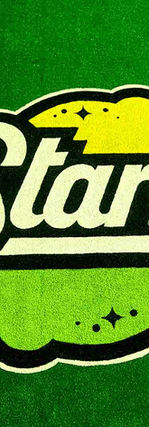 commercial turf flooring with custom painted graphics for stores