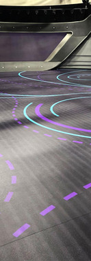 Reverse printed permanent vinyl flooring in a broadcast studio