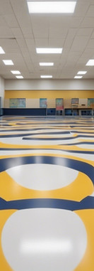 Custom printed vinyl flooring in a school