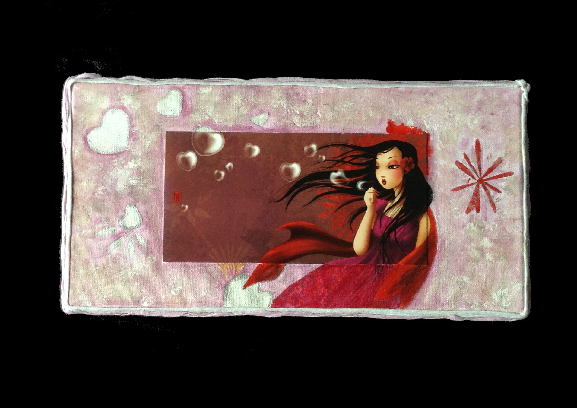 Tableau, la fille aux cheveux au vent