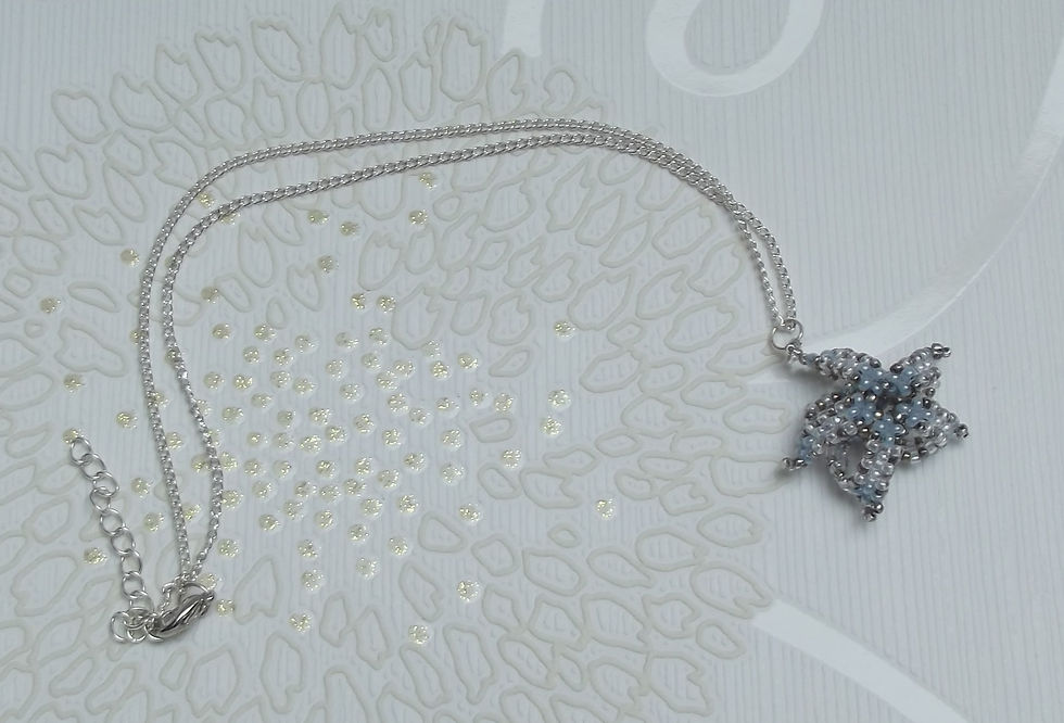 Miniature : Pendentif, étoile de mer en perles bleu et argenté