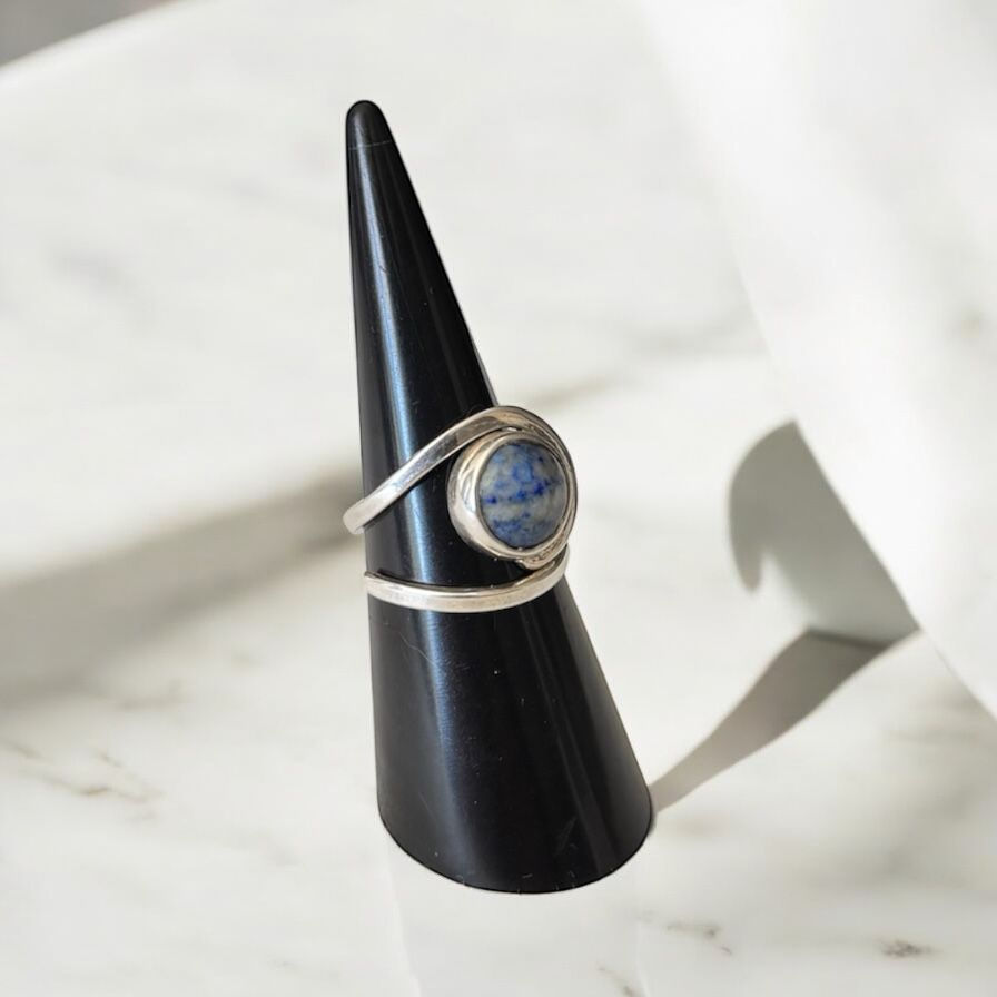 Miniatura: Anillo Espiral Ajustable de Plata Con Lapislázuli
