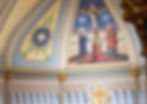 Mural above the altar at Petros' home parish: St Peter's Catholic Church in New Brunswick, NJ.