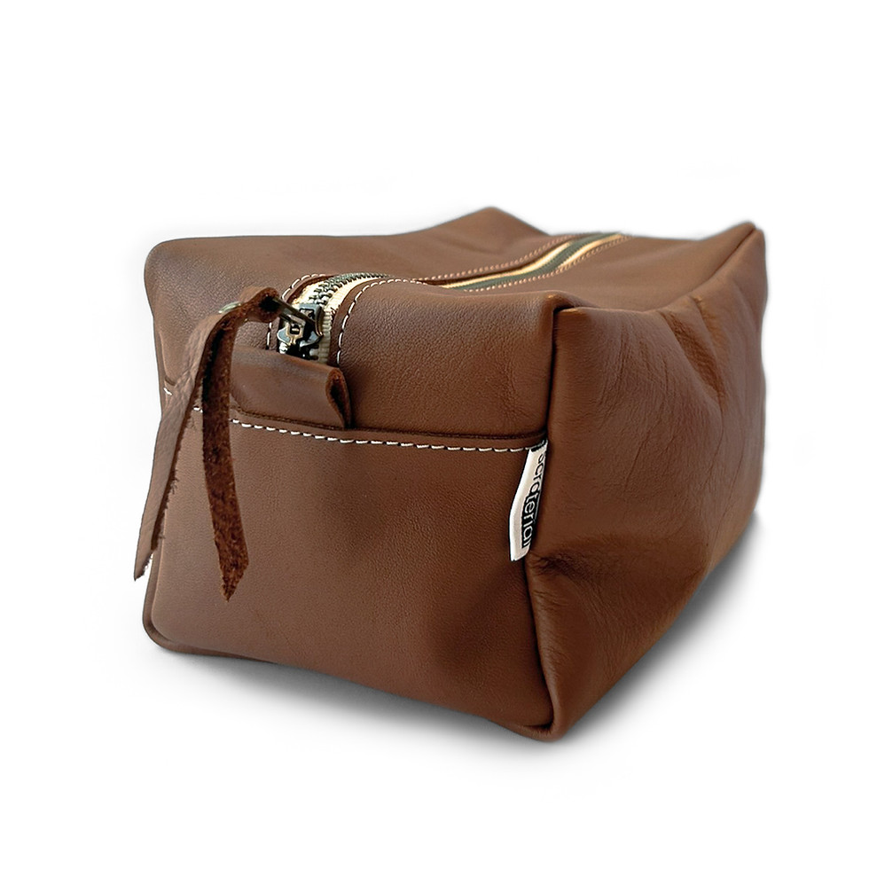 Brown Upcycled Cosmetic Bag View 2