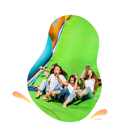 Kids sliding down Inflatable slide