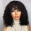 Thumbnail: Jerry Curl Short Bob Human Hair Wig with Bangs-Sparkle Hairline