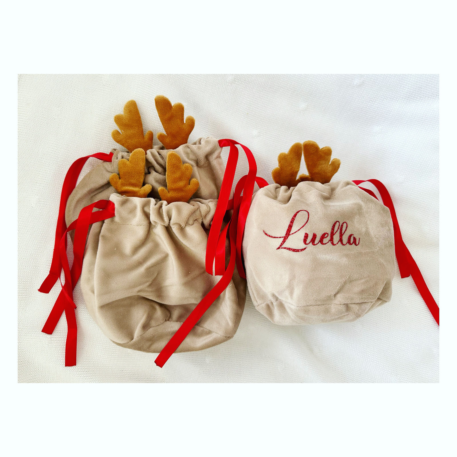 Personalised reindeer bags 