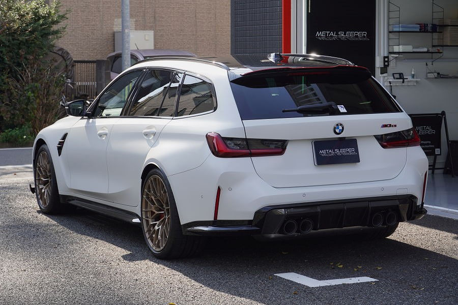 マットプロテクションフィルム施工 飛び石保護プロテクションフィルムPPF施工 施工事例 BMW M3 CSツーリング 斜め後ろ BMW M3