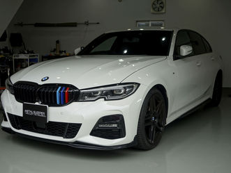 BMW3seriesSedanのドアミラー、リップスポイラー、ホイールにカーラッピング/神奈川県相模原市Y様