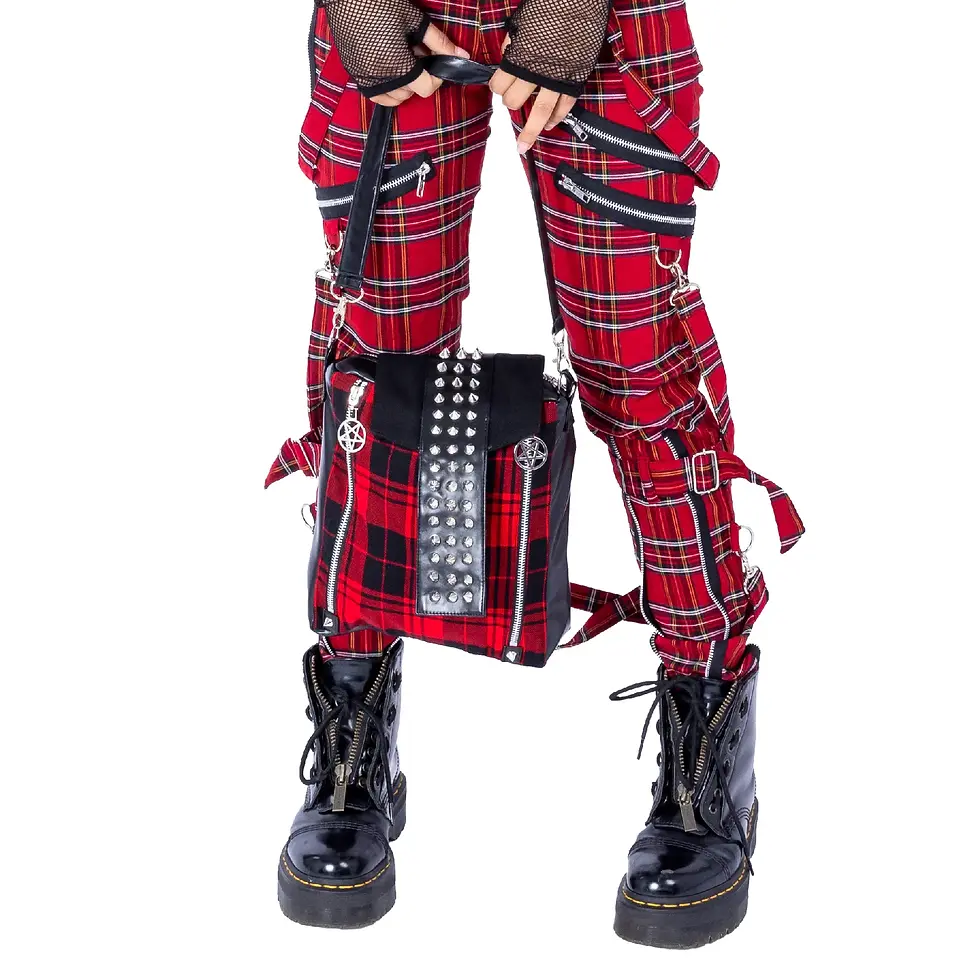 Thumbnail: BellaDonna Bag Red Tartan and Black