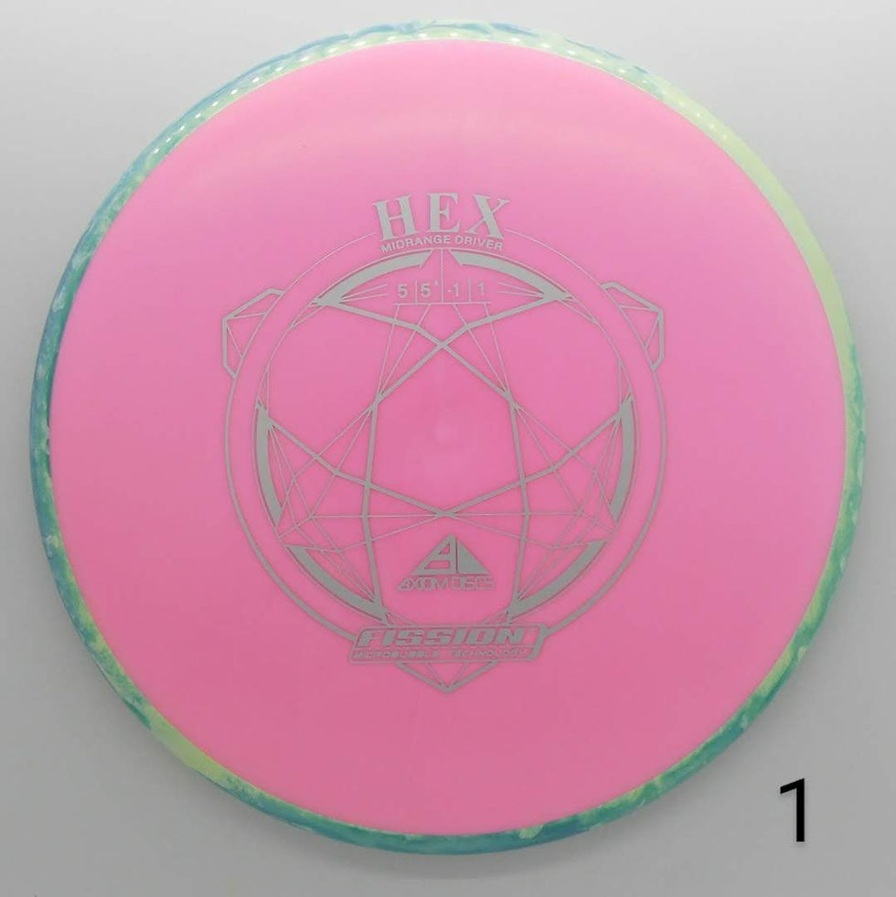 Axiom Fission Hex disc golf midrange disc straight flying midrange, designed to fit into anyone's bag