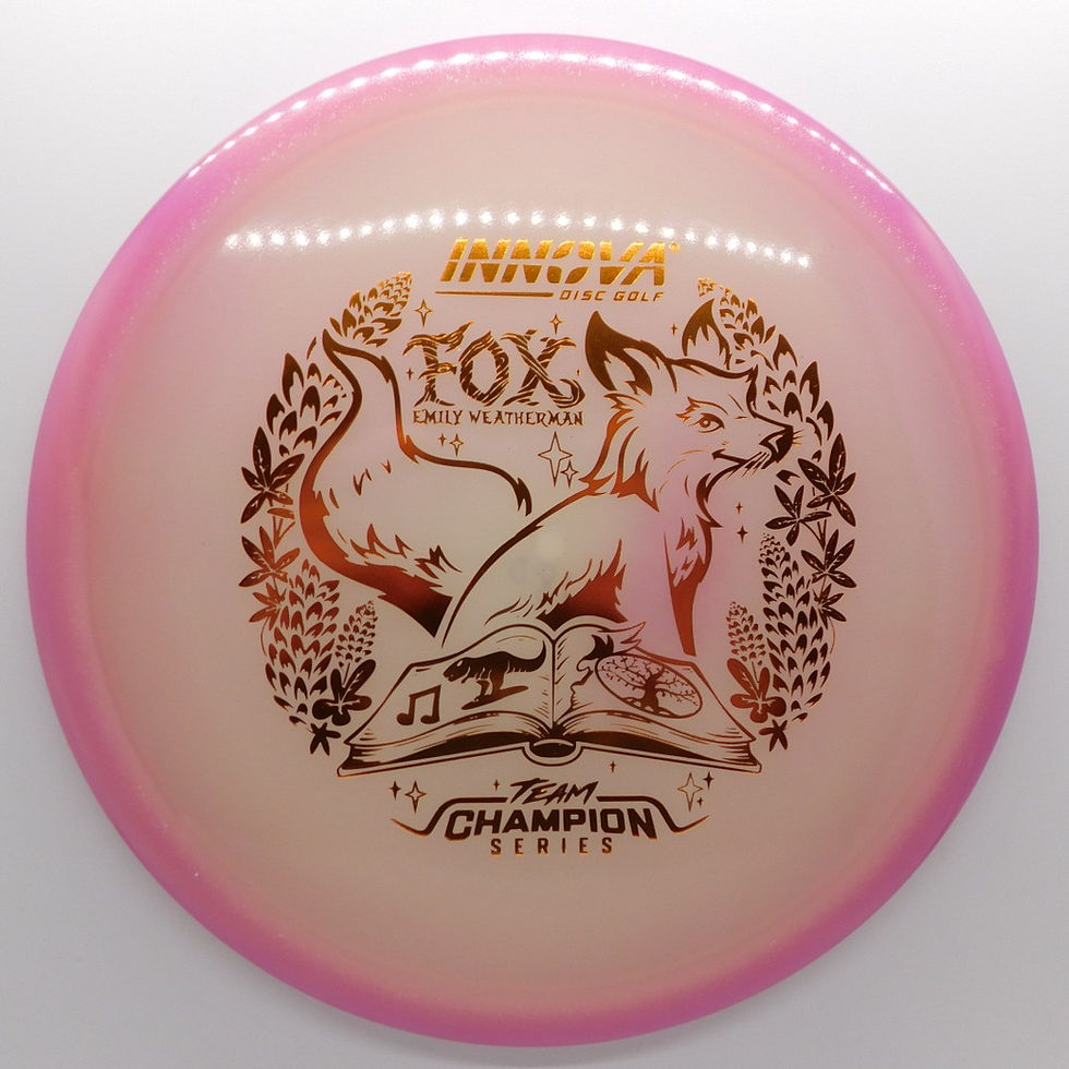 INNOVA PROTO GLOW HALO CHAMPION FOX neutral-to-understable flight, this fast, glidey midrange offers early turn, smooth hyzer