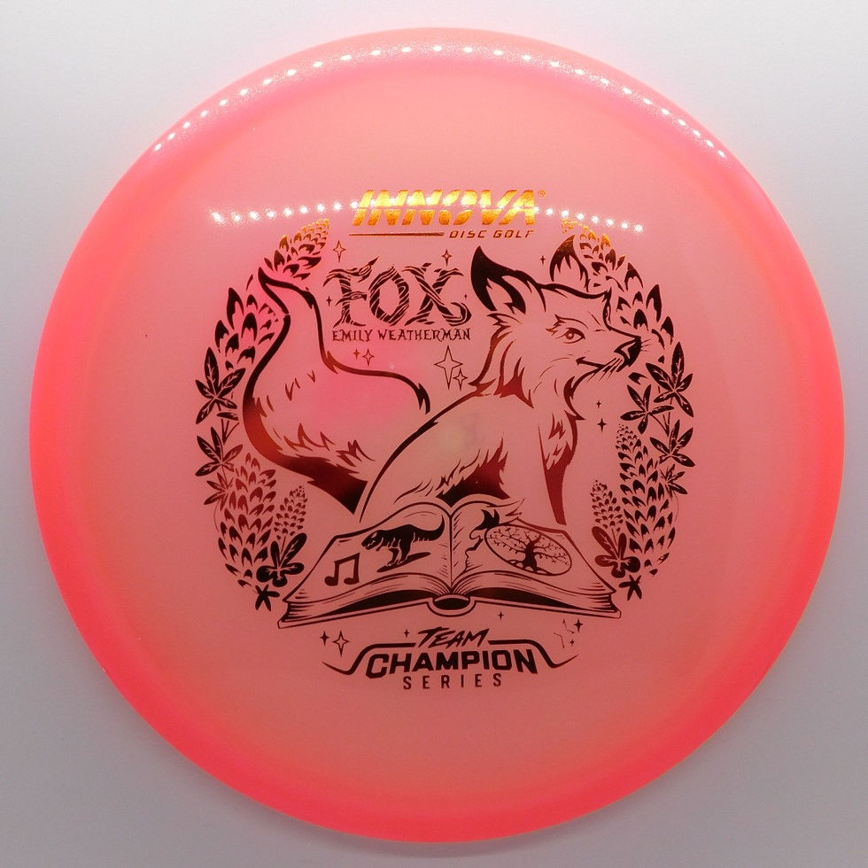 Thumbnail: INNOVA PROTO GLOW HALO CHAMPION FOX neutral-to-understable flight, this fast, glidey midrange offers early turn, smooth hyzer