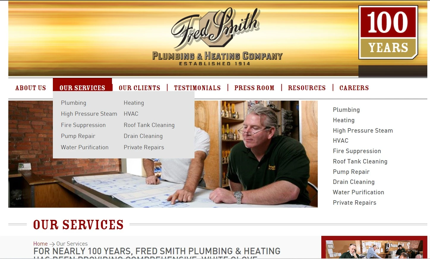 Plumbing Company Call to Action & Navigation