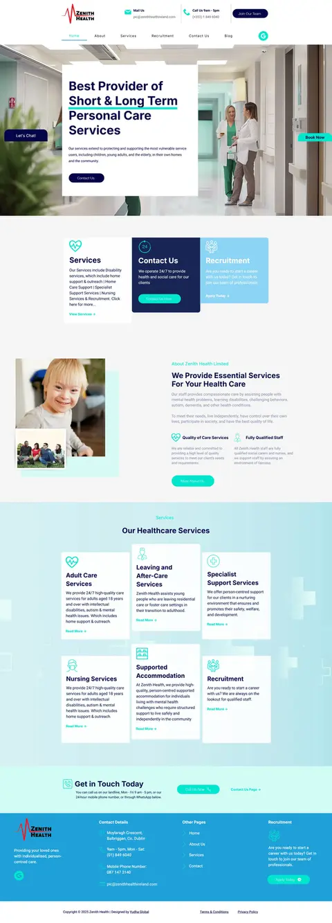 Zenith Health Clinic Wix Website Design | Wix Website Designer in Ireland