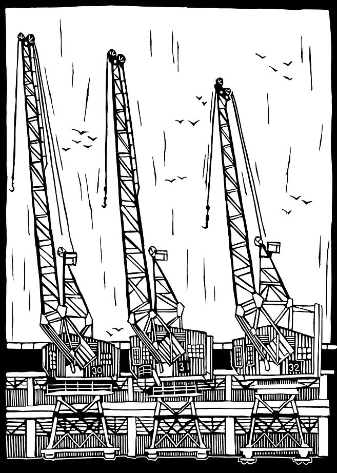 B&W Bristol Cranes fine art print