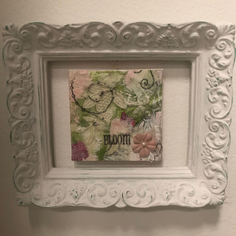 "Bloom" tiny handmade paper on canvas