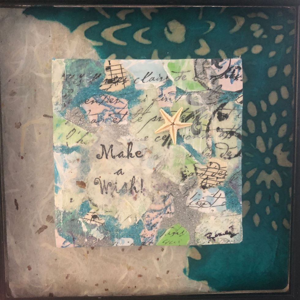 "Make a Wish" tiny handmade paper on canvas