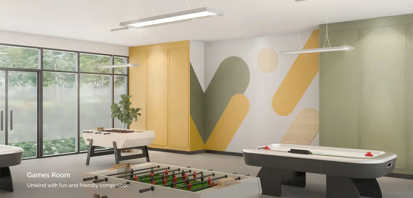 Games room facility designed for leisure and entertainment at Veridian Residence.
