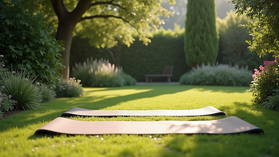 Eye-level view of a serene outdoor space perfect for exercise