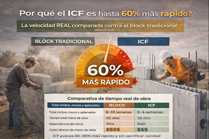 Por qué el ICF es hasta 60% más rápido? La velocidad REAL comparada contra el block tradicional (México 2026)