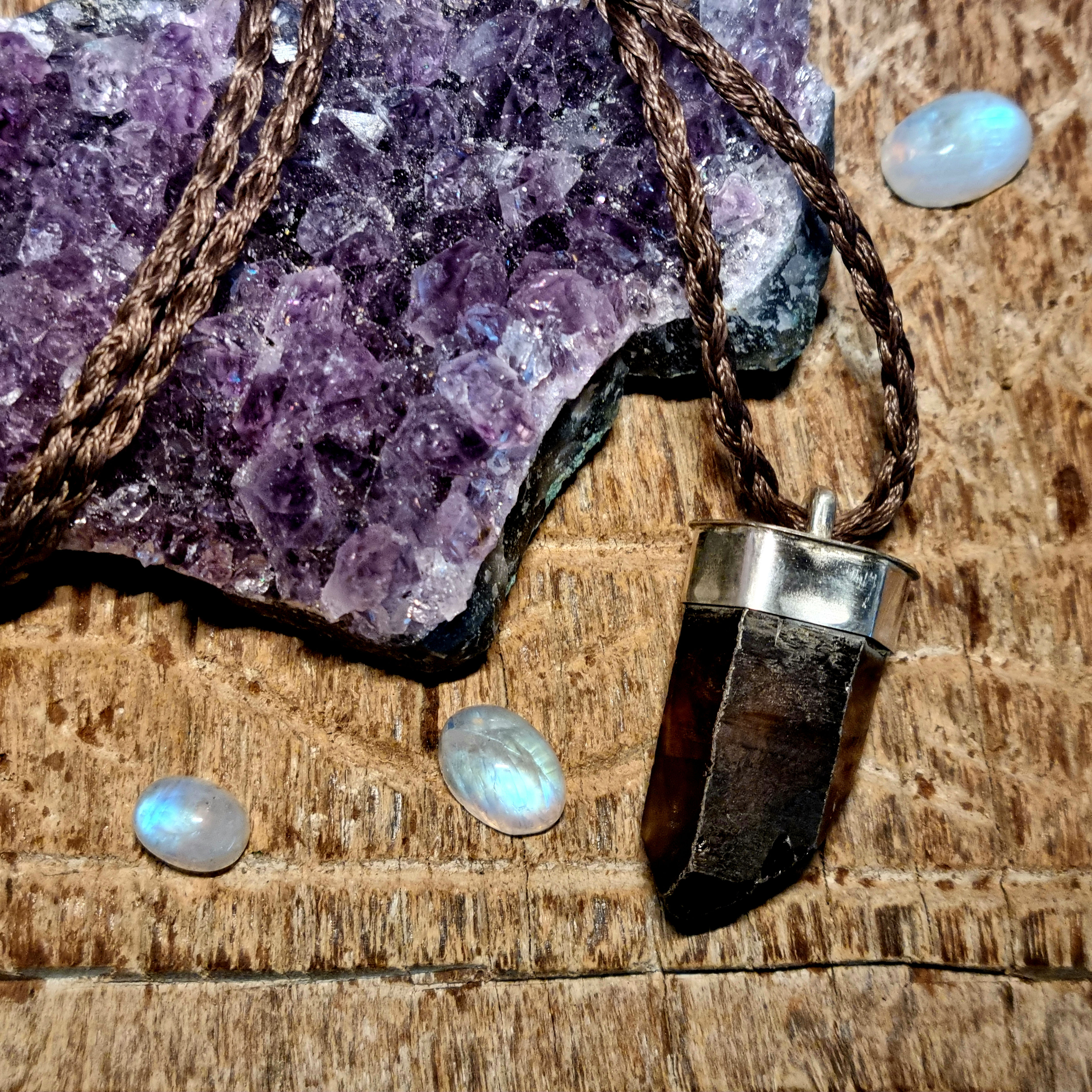 Smokey Quartz Point 925 Silver Pendant